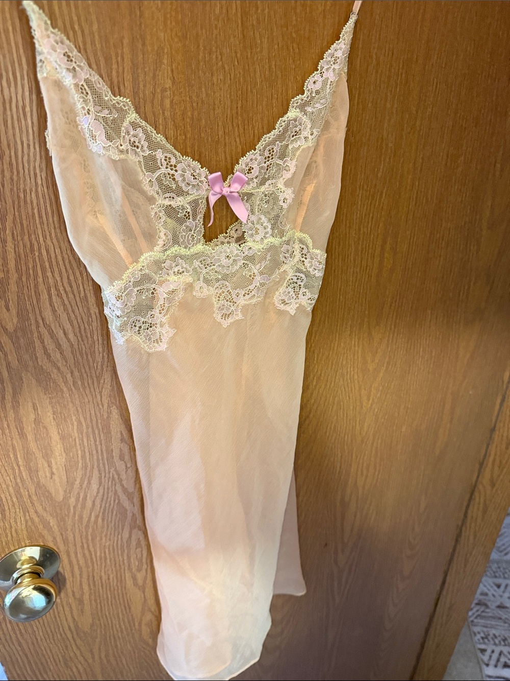 Victoria's Secret Peach Slip with Pink Bow